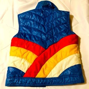 Vintage Ski Vest Puffer Puff Rainbow Unique Korean Size M